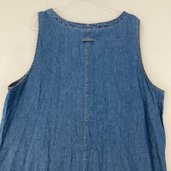 Vintage Erika & Co. Denim Dress size 1X Blue Sleeveless Front Pocket Button - Picture 7 of 9